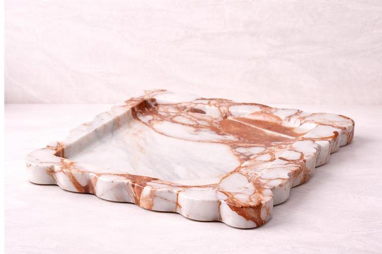 White Earthy Scalloped Marble Tray