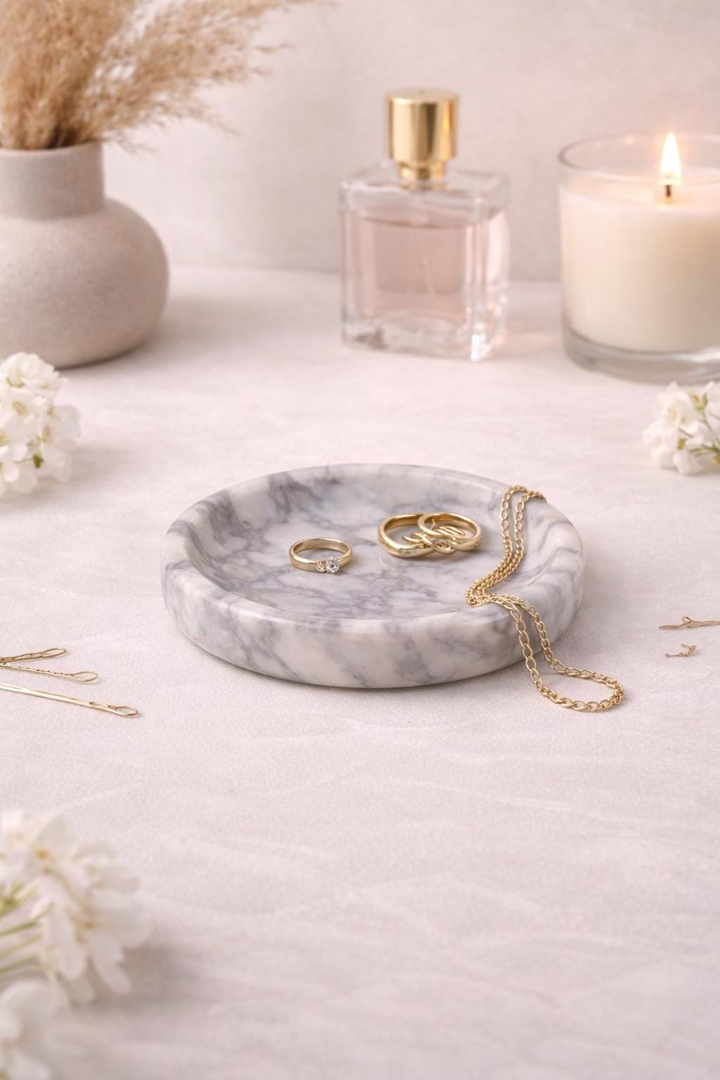 White Natural Marble Catchall Tray