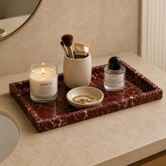Burgundy Marble Large Tray