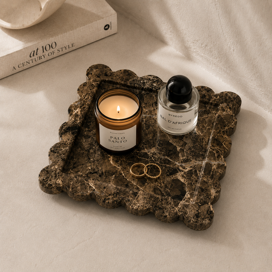 Brown Marble Square Scallop Tray