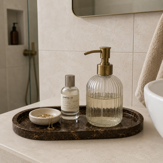 Brown Marble Oval Tray