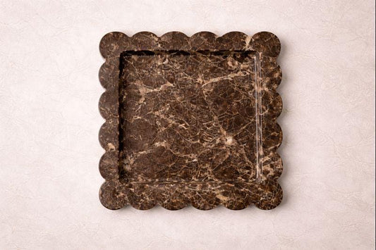 Brown Marble Scallop Tray