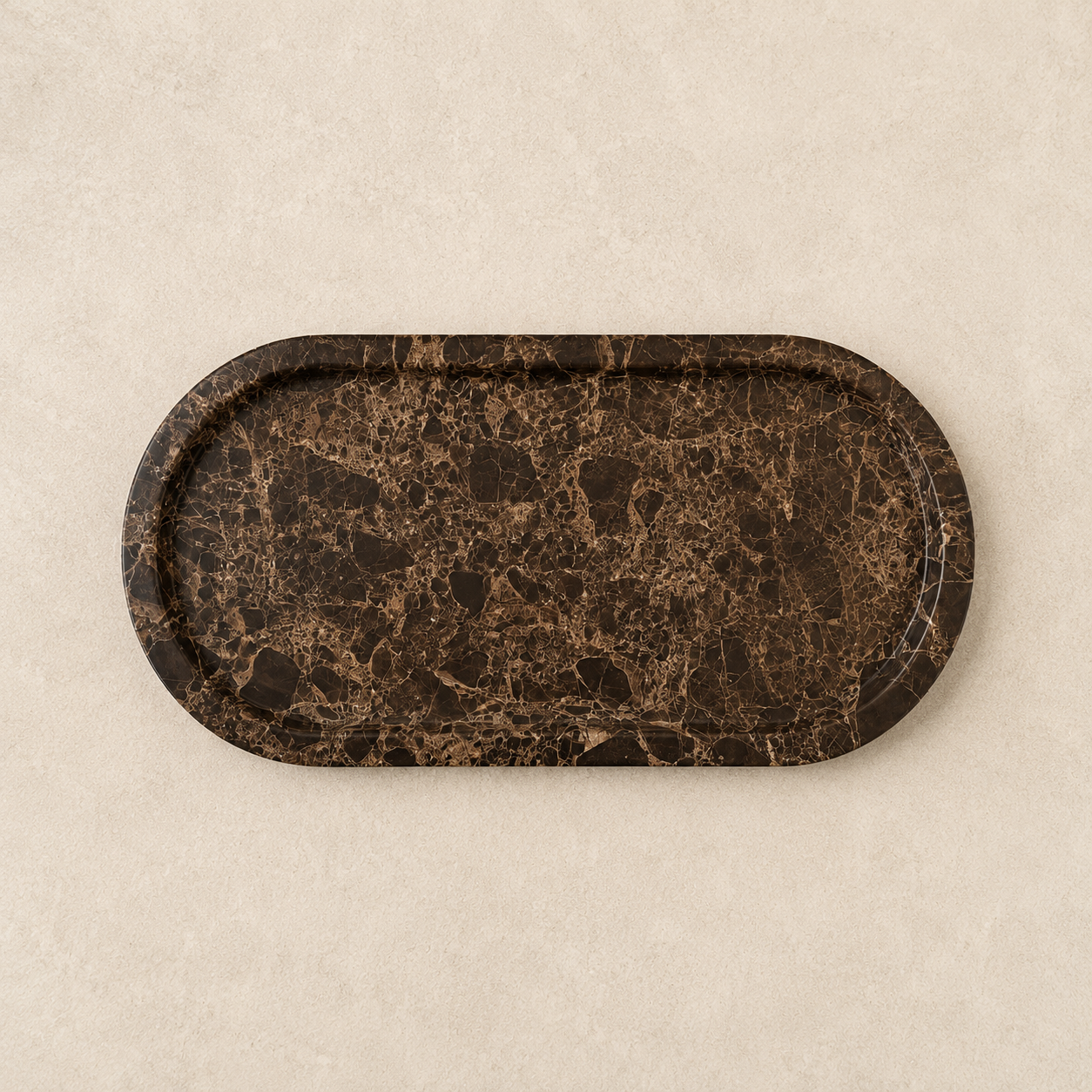 Brown Marble Oval Tray