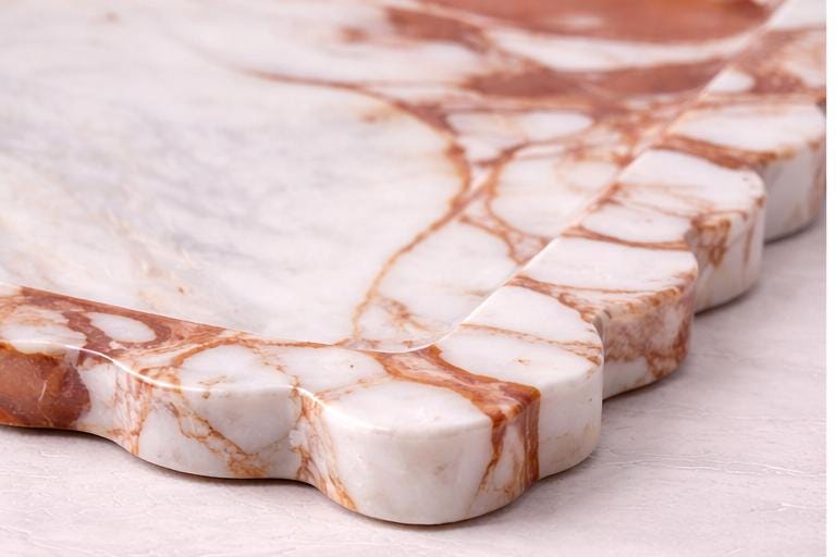 White Earthy Scalloped Marble Tray