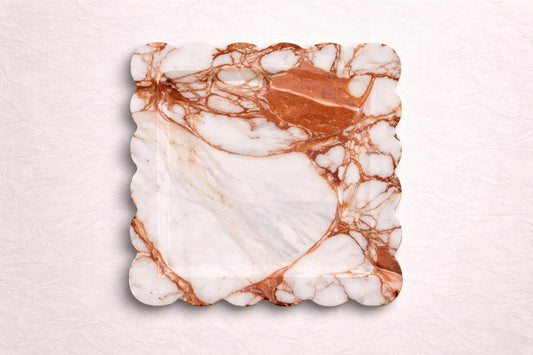 White Earthy Scalloped Marble Tray